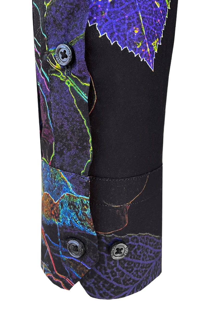 Neon Roses Printed Long Sleeve Men's Shirt