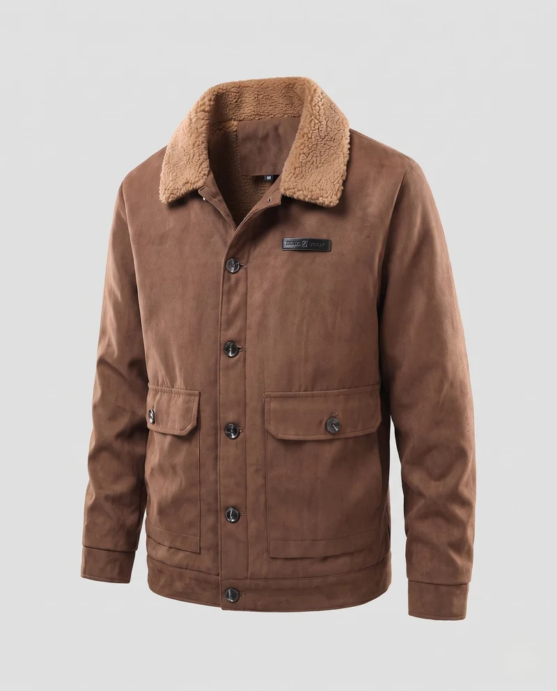 Herren Überjacke mit teddygefüttertem Kragen Nord Taschen