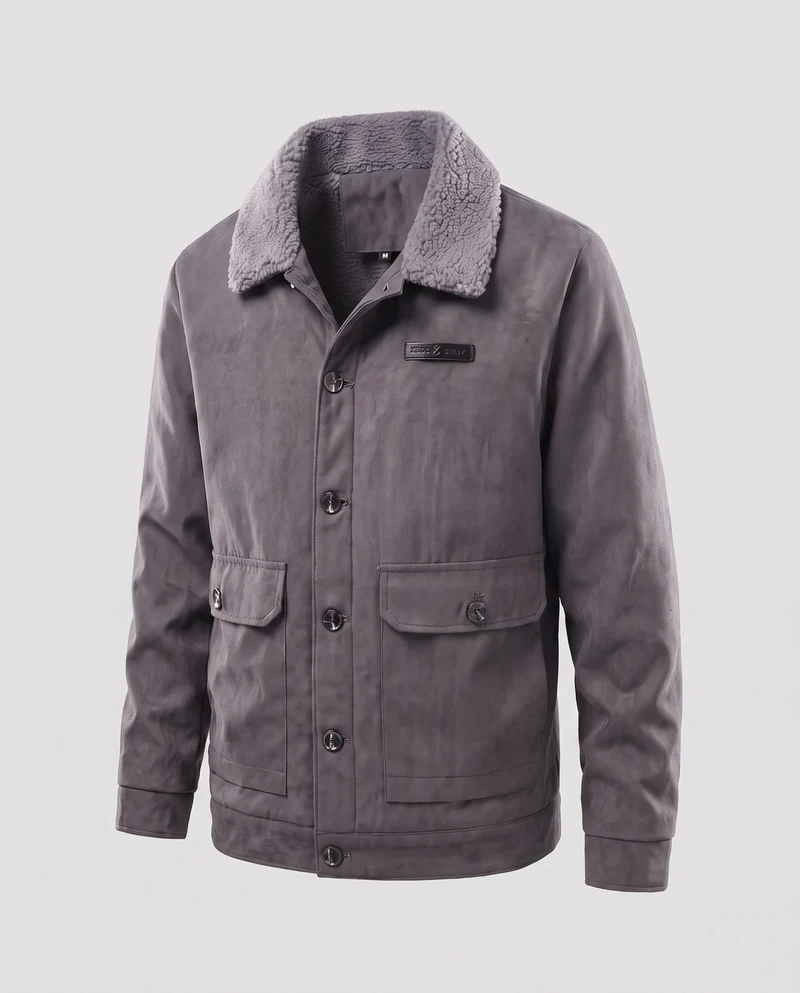 Herren Überjacke mit teddygefüttertem Kragen Nord Taschen