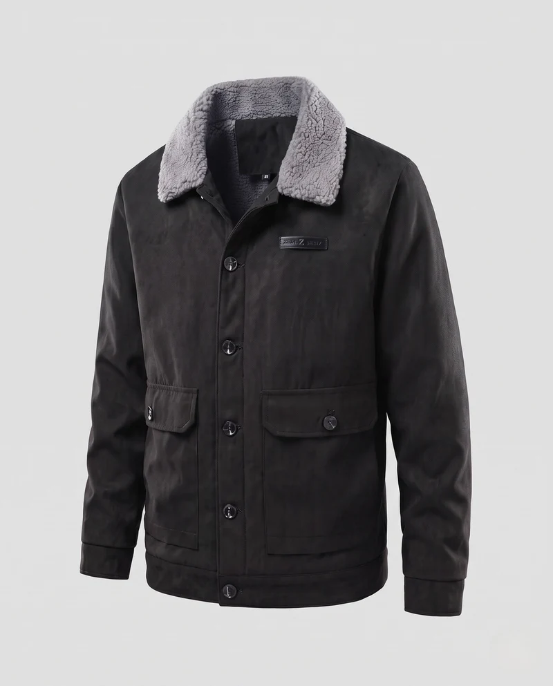 Herren Überjacke mit teddygefüttertem Kragen Nord Taschen