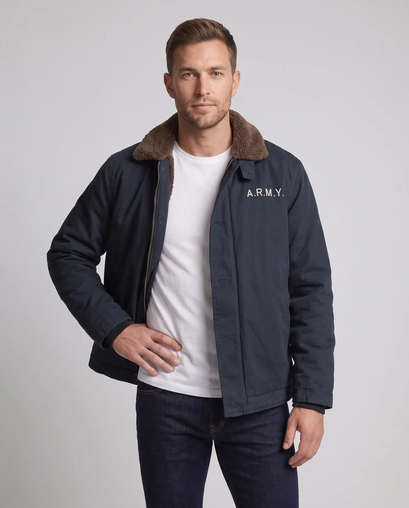 Herren Utility-Jacke mit Teddykragen Nord Taschen