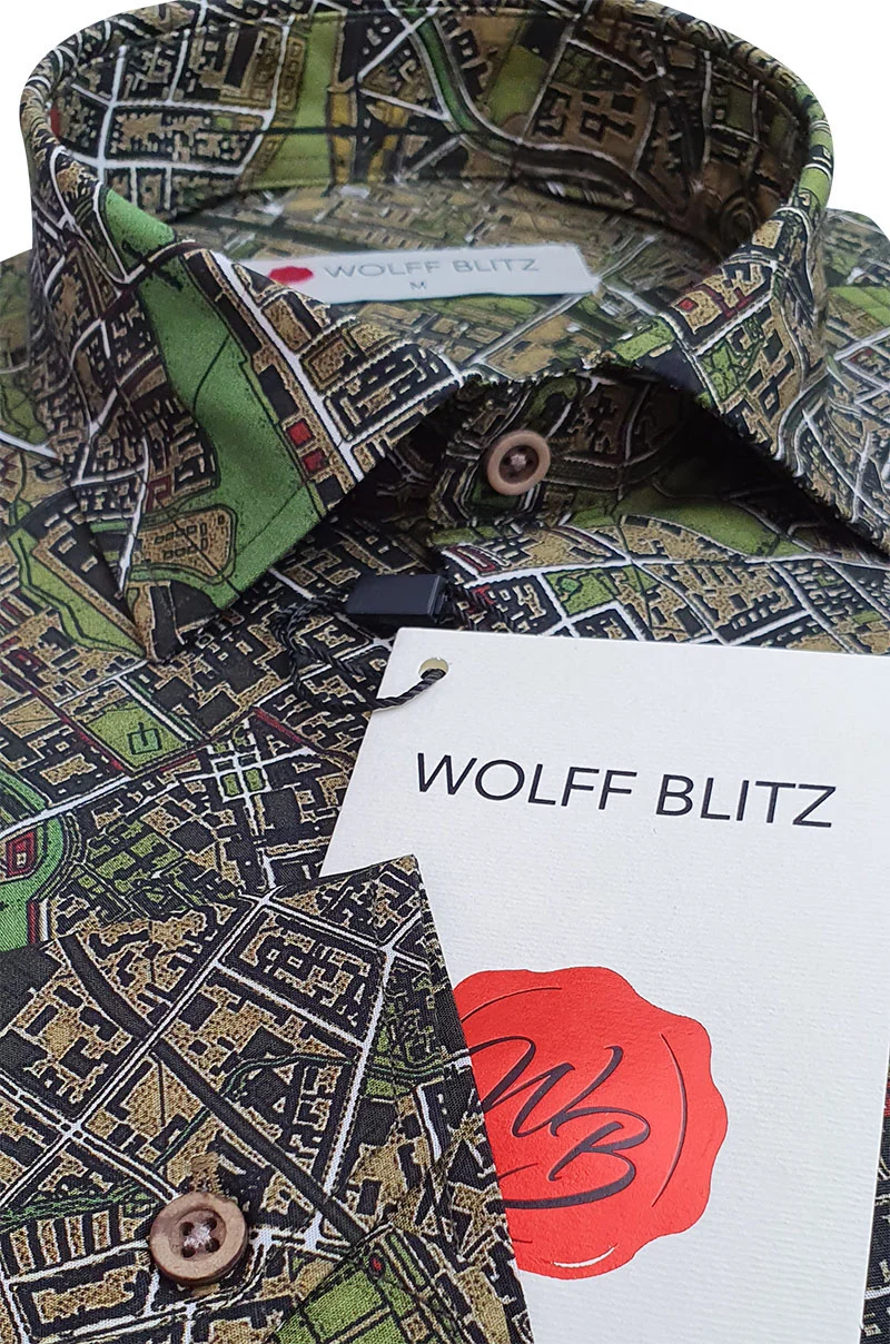 Berlin Map Printed Long Sleeve Shirt for Men