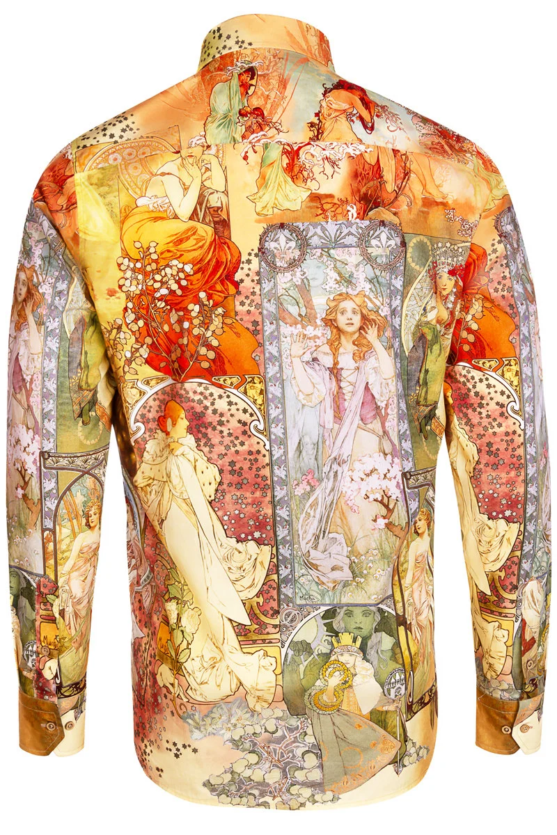 Alphonse Mucha Printed Long Sleeve Shirt for Men