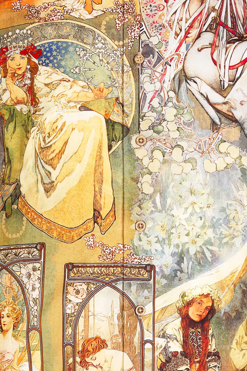 Alphonse Mucha Printed Long Sleeve Shirt for Men