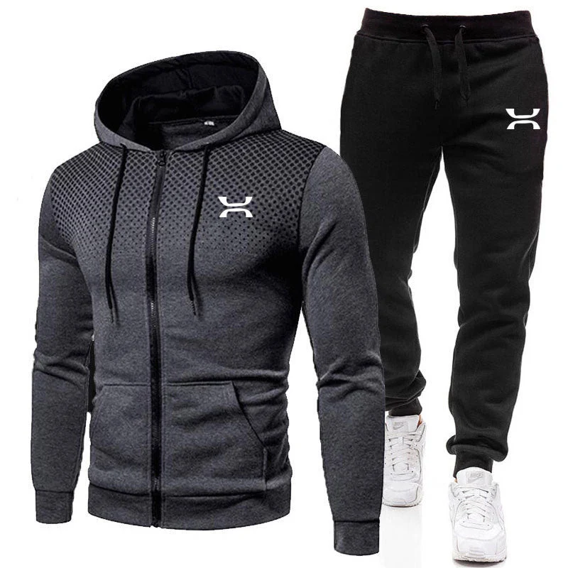 Arvani Herren Sportanzug mit Reißverschluss-Hoodie und Jogginghose