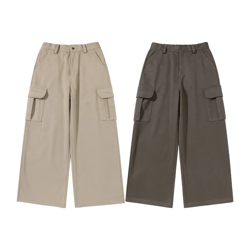 Damen Cropped Cargo-Hose mit weitem Bein und aufgesetzten Taschen Nord Taschen