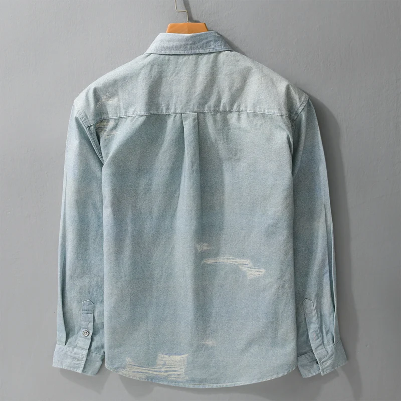 Herren Denim-Overshirt mit Used‑Effekt und Brusttasche Nord Taschen