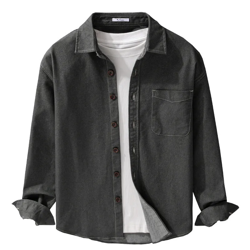 Herren Denim-Overshirt mit aufgesetzter Brusttasche und Kontrastnähten Nord Taschen