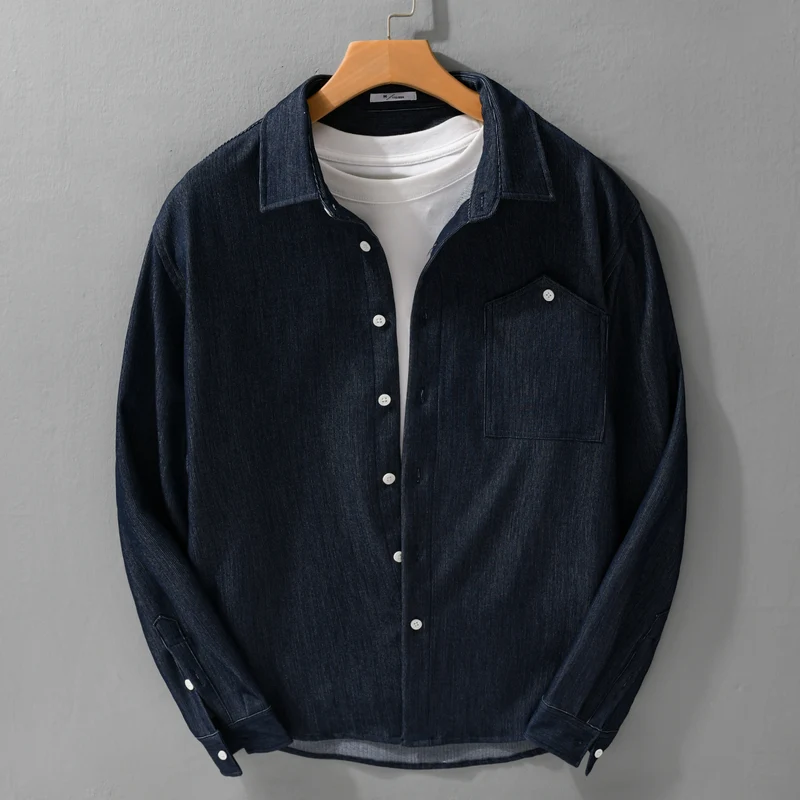 Herren Denim-Overshirt im Hemdjackenstil mit Brusttasche und durchgehender Knopfleiste Nord Taschen