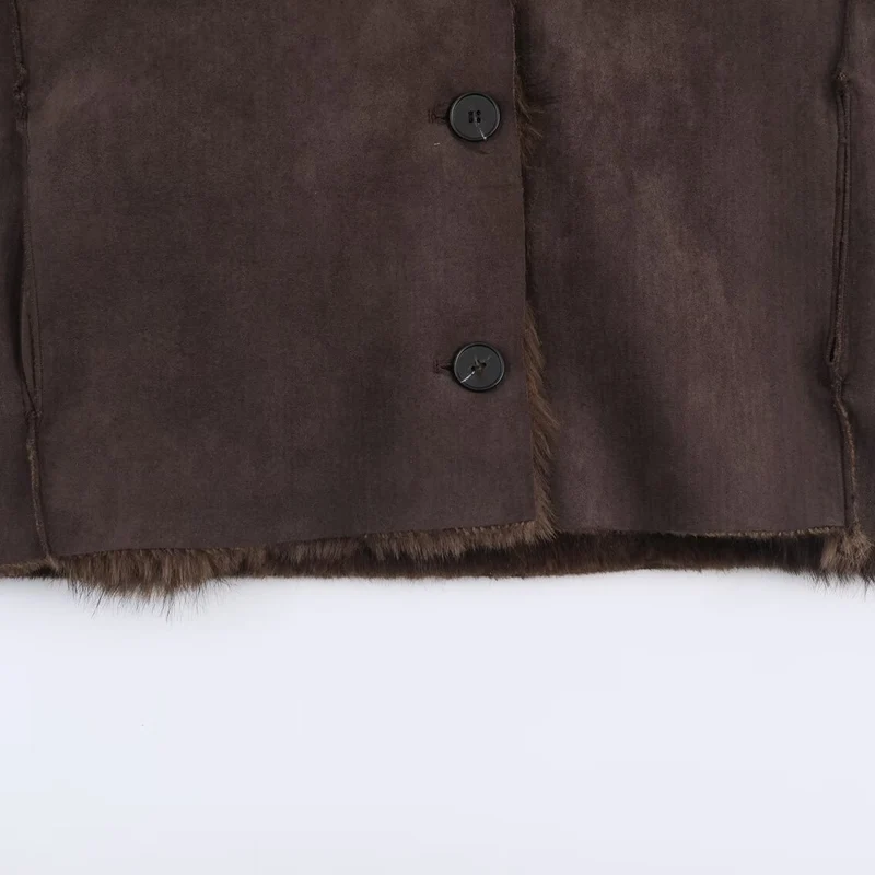 Damen Wendbare Kurzjacke mit Faux‑Fur‑Besatz und Wildlederoptik Nord Taschen