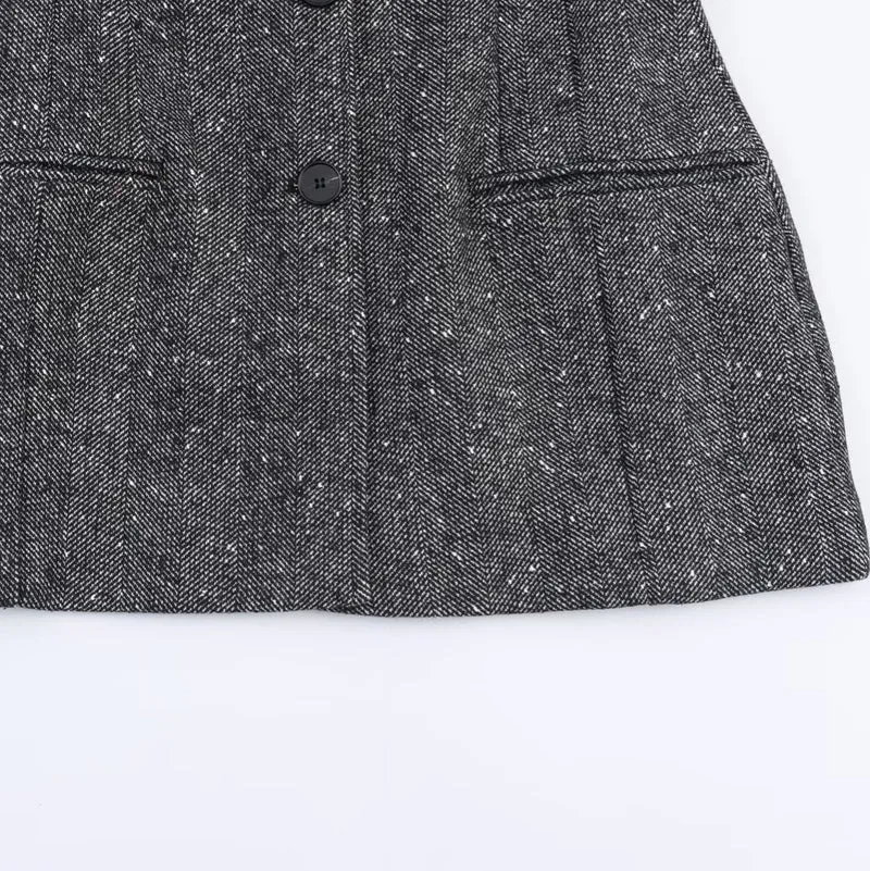 Damen Weite Wolloptik-Bundfaltenhose mit hoher Taille und Bügelfalte Nord Taschen