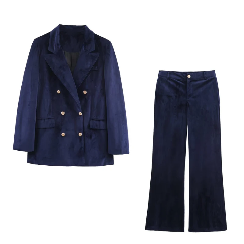 Damen Weite Samt-Hose mit hoher Taille und weitem Bein Nord Taschen