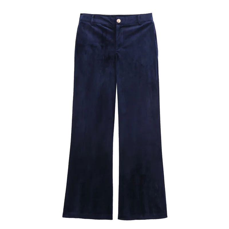 Damen Weite Samt-Hose mit hoher Taille und weitem Bein Nord Taschen