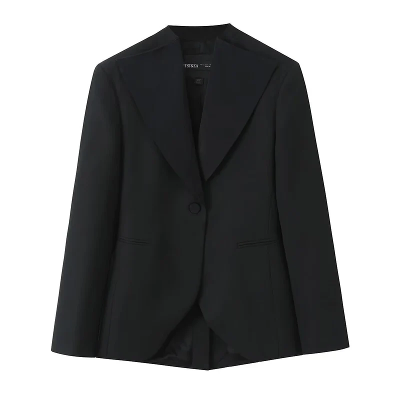 Damen Taillierter Ein-Knopf-Blazer mit breitem Schalkragen und schmaler Silhouette Nord Taschen