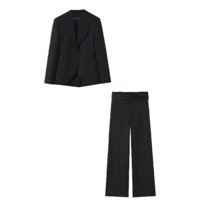 Damen Taillierter Ein-Knopf-Blazer mit breitem Schalkragen und schmaler Silhouette Nord Taschen