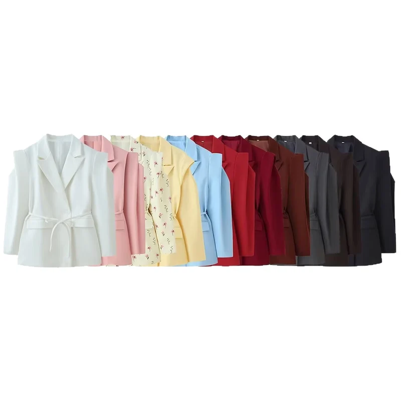 Damen Taillierter Ein-Knopf-Blazer mit Bindegürtel und Schulter‑Cut‑Out Nord Taschen