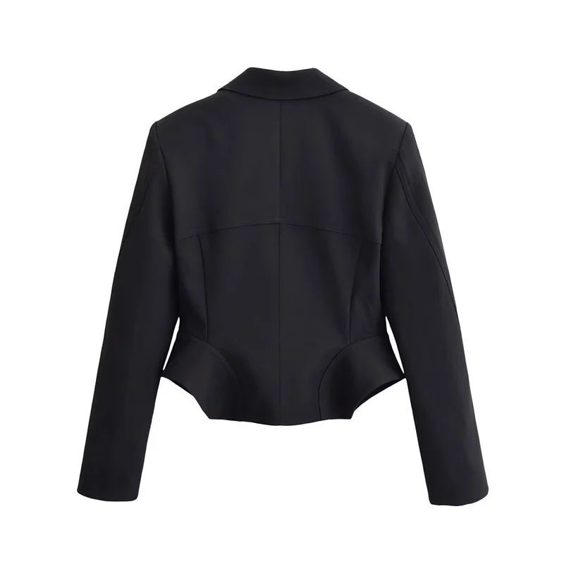 Damen Taillierter Cropped-Blazer mit Wiener Nähten und matt bezogenen Knöpfen Nord Taschen