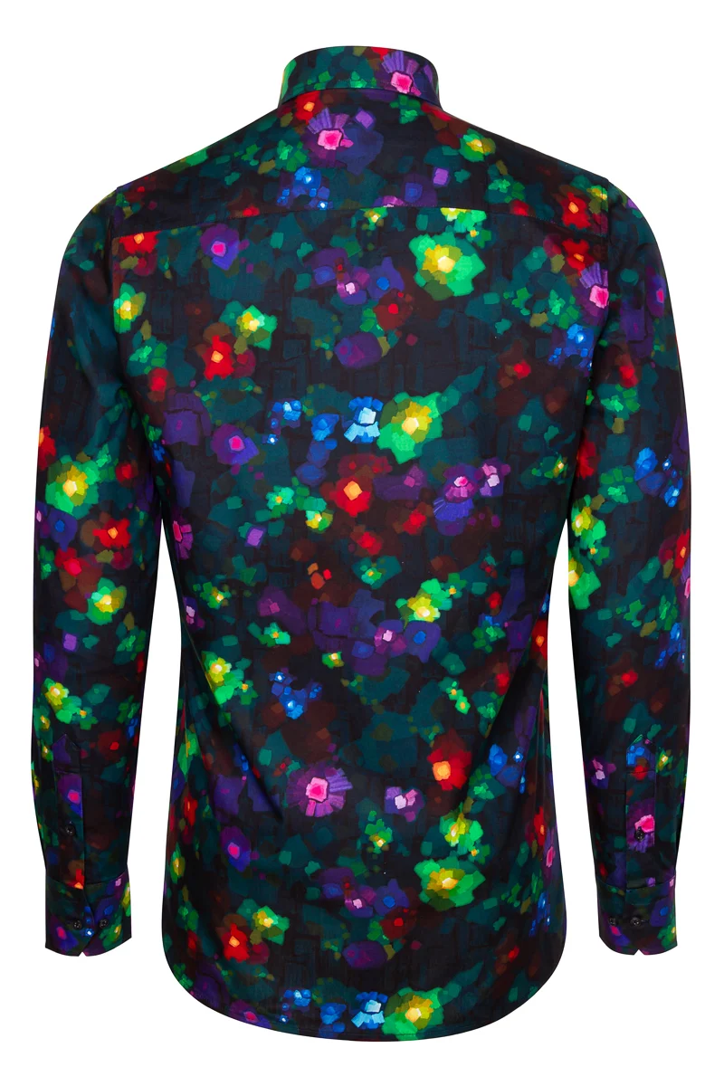 Mosaïc Flowers Printed Long Sleeve Men's Shirt