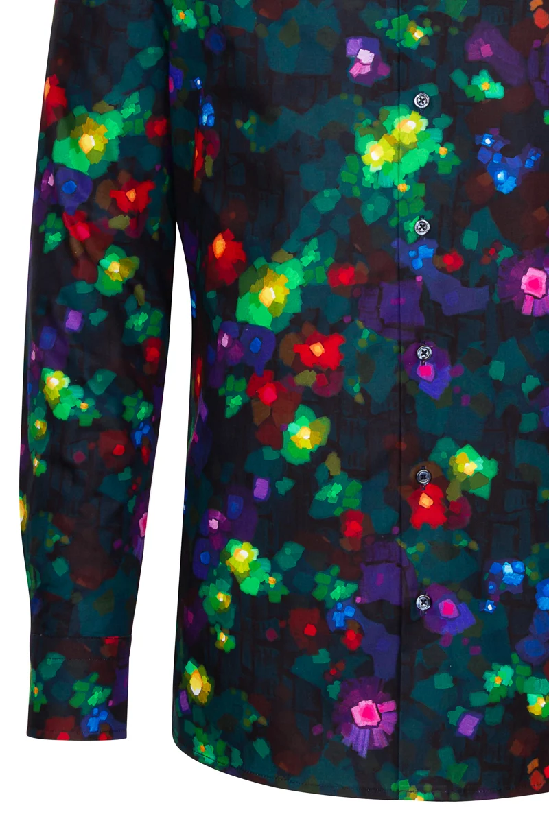 Mosaïc Flowers Printed Long Sleeve Men's Shirt
