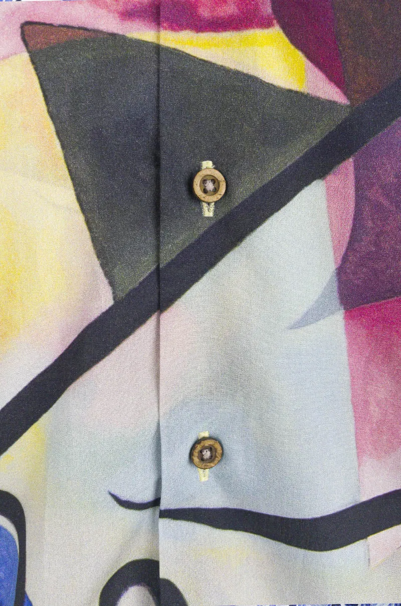 Kandinsky yellow red blue Inspired Long Sleeve Men's Shirt