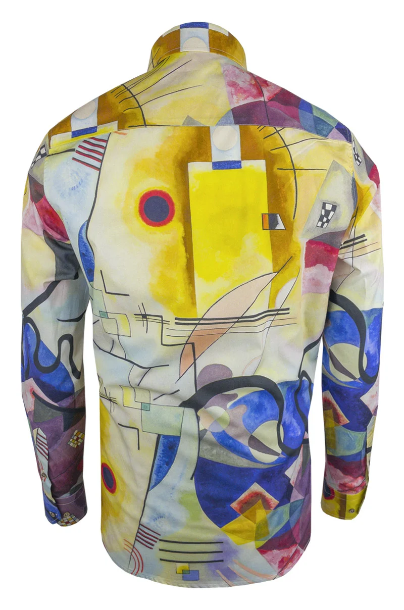 Kandinsky yellow red blue Inspired Long Sleeve Men's Shirt