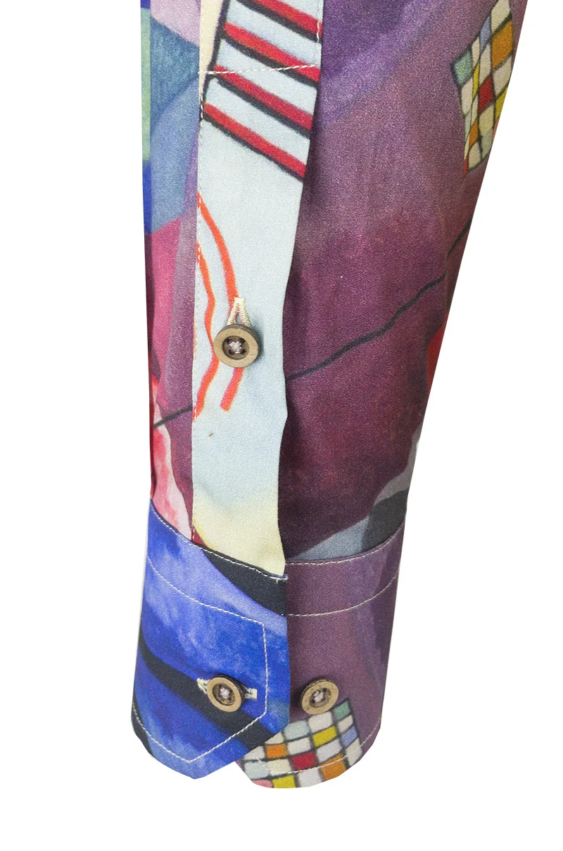 Kandinsky yellow red blue Inspired Long Sleeve Men's Shirt