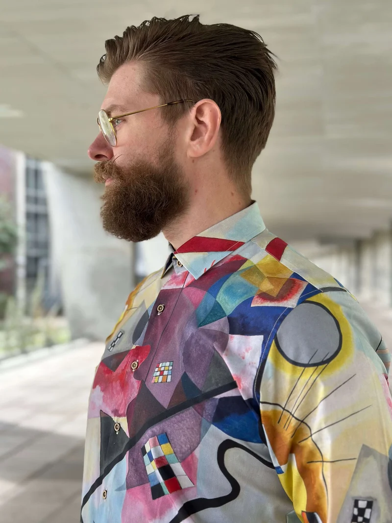 Kandinsky yellow red blue Inspired Long Sleeve Men's Shirt
