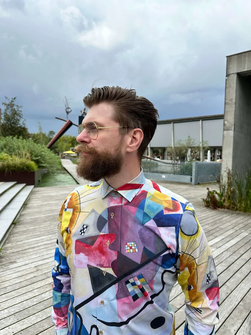 Kandinsky yellow red blue Inspired Long Sleeve Men's Shirt