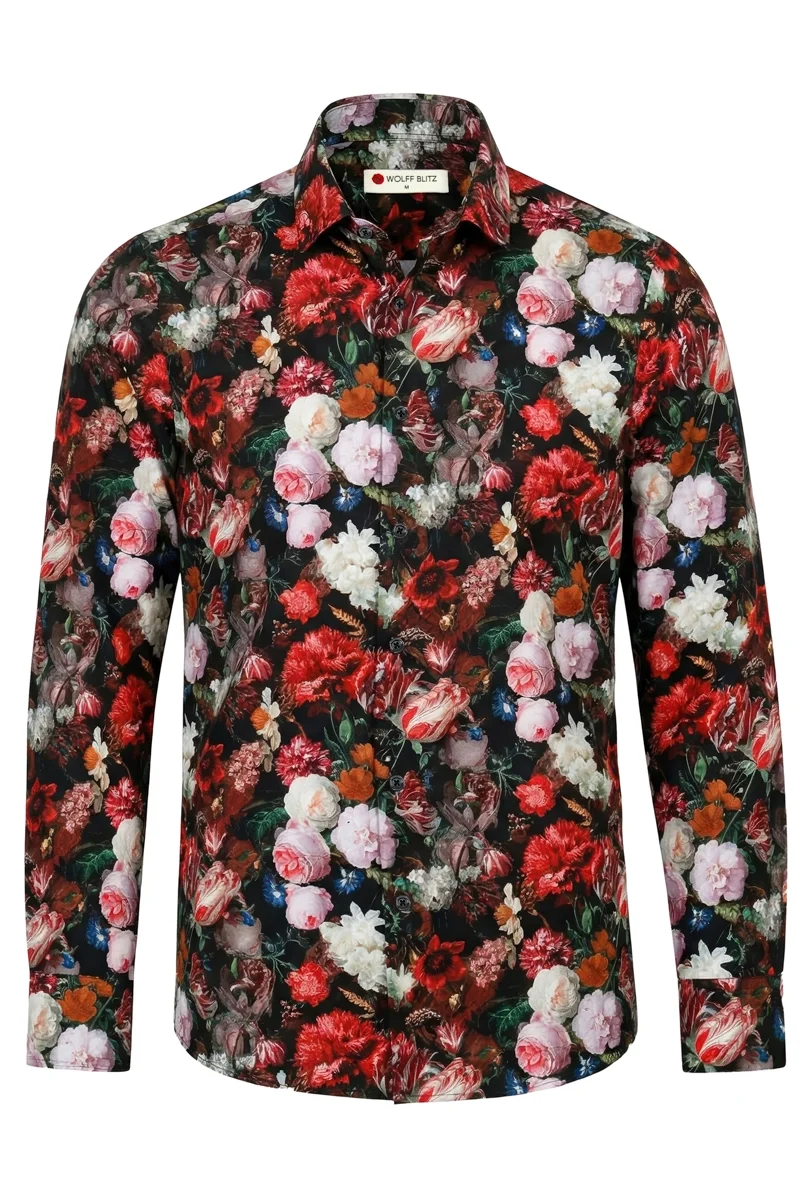 Jan Davidsz. De Heem Flowers Printed Long Sleeve Men's Shirt