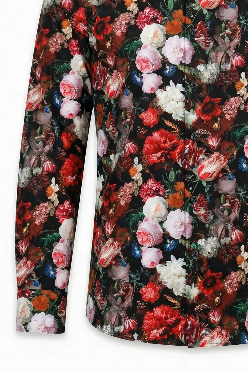 Jan Davidsz. De Heem Flowers Printed Long Sleeve Men's Shirt