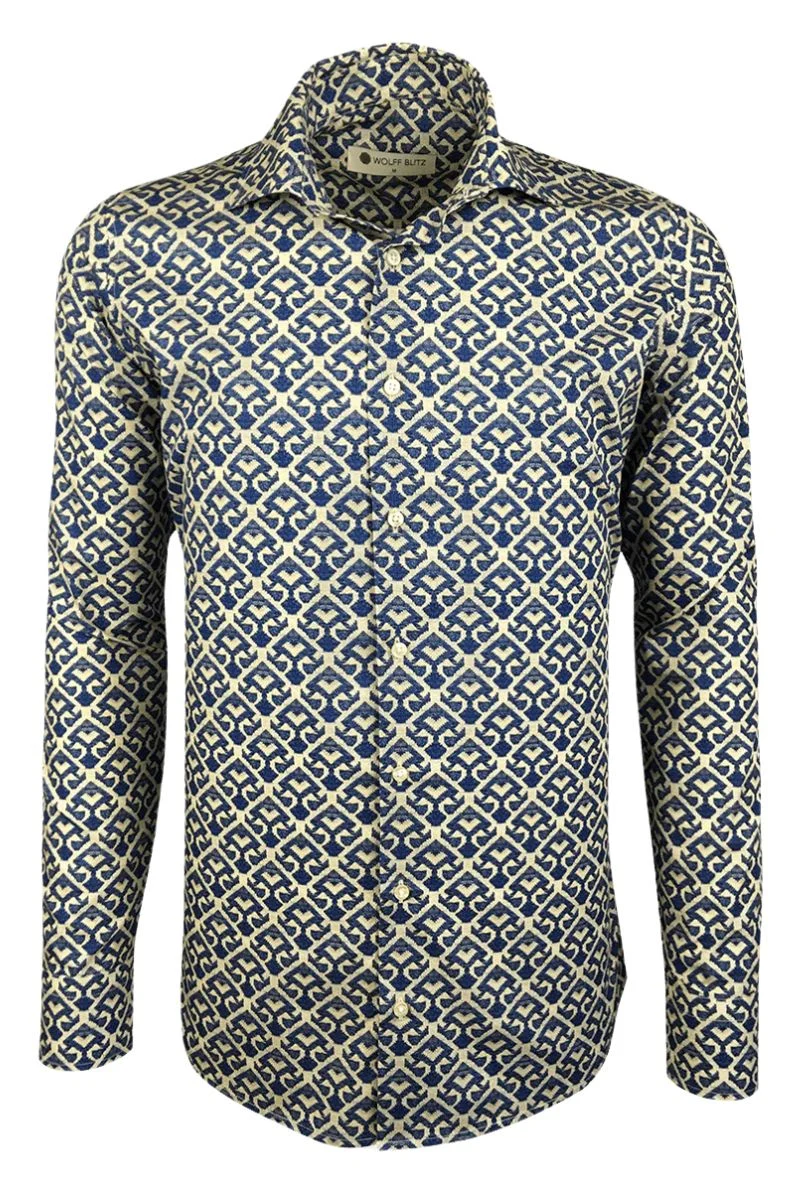 Hands On Hip Printed Long Sleeve Men's Shirt