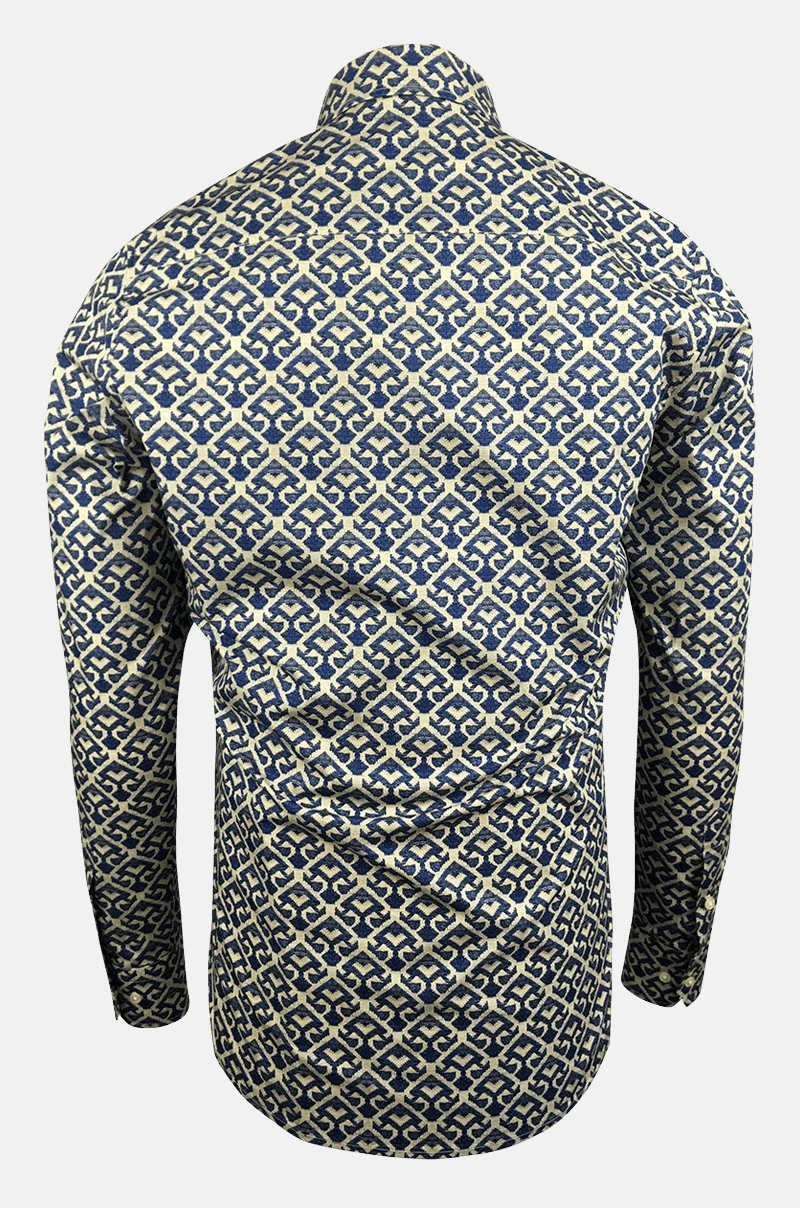 Hands On Hip Printed Long Sleeve Men's Shirt