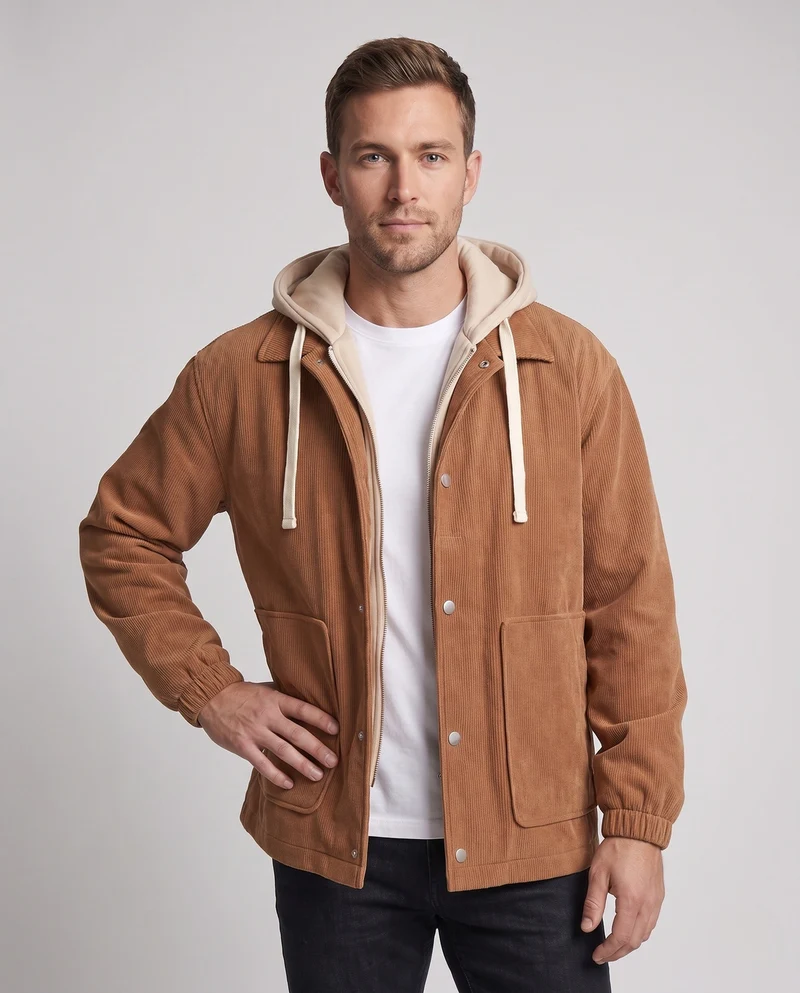 Herren Warm gefütterte Cordjacke Nord Taschen