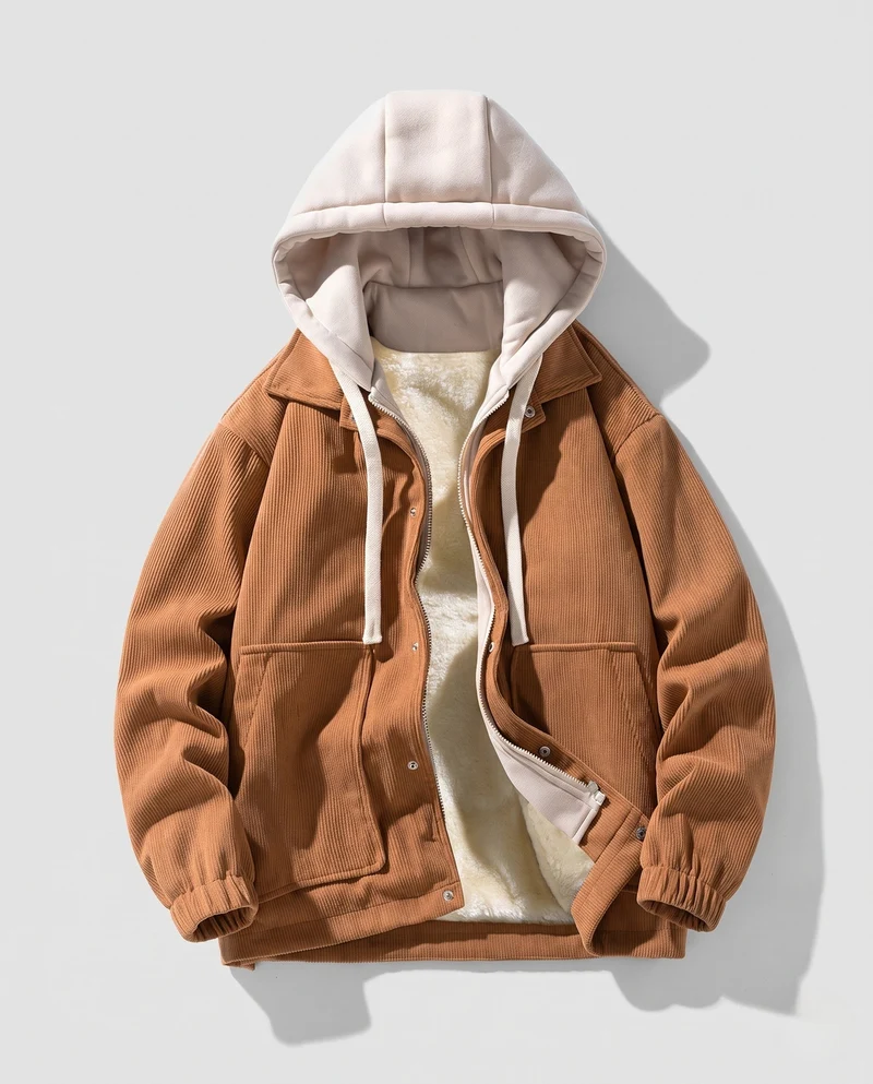 Herren Warm gefütterte Cordjacke Nord Taschen
