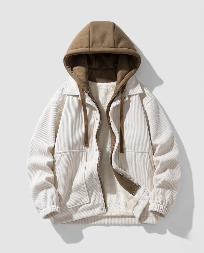 Herren Warm gefütterte Cordjacke Nord Taschen