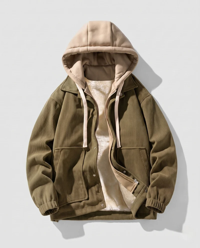 Herren Warm gefütterte Cordjacke Nord Taschen