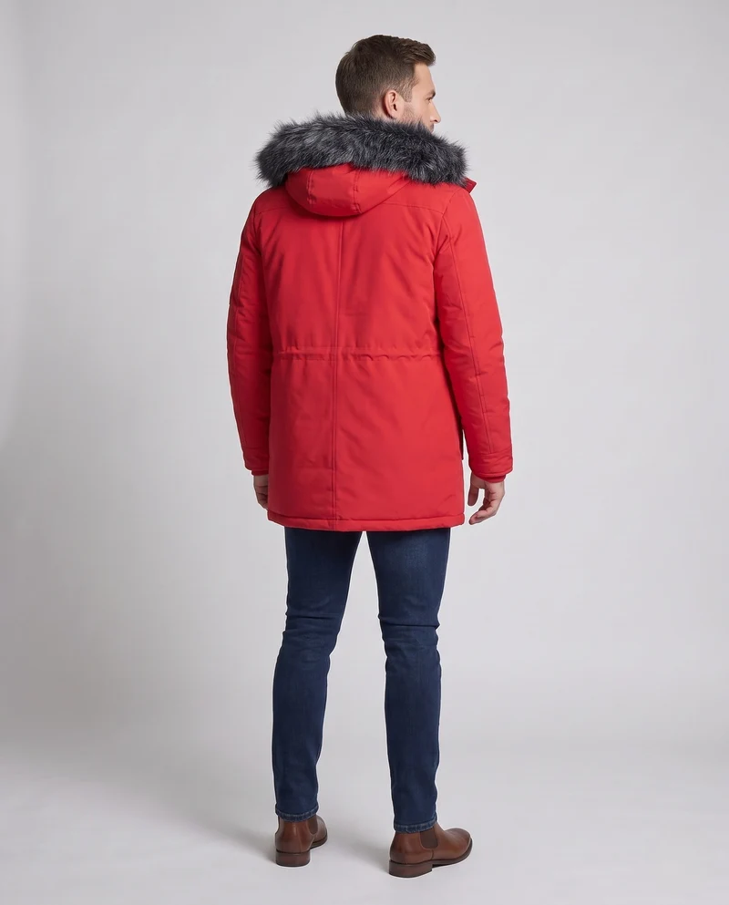 Herren Warm gefütterter Winterparka mit abnehmbarer Kapuze Nord Taschen