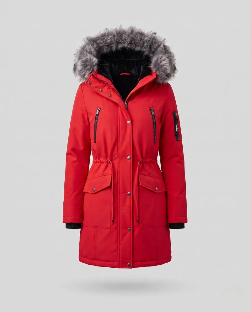 Herren Warm gefütterter Winterparka mit abnehmbarer Kapuze Nord Taschen