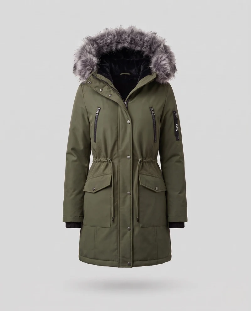 Herren Warm gefütterter Winterparka mit abnehmbarer Kapuze Nord Taschen