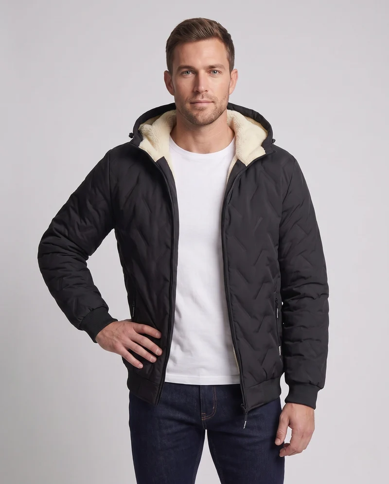 Herren Warme Steppjacke mit Kapuze Nord Taschen