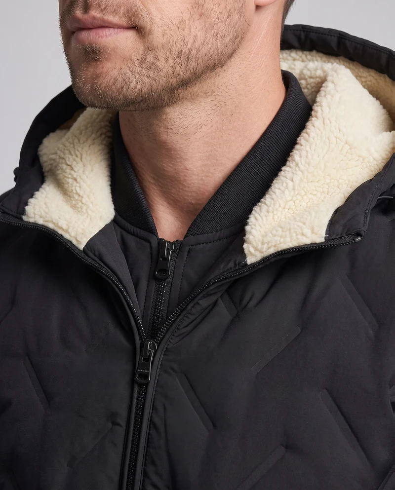 Herren Warme Steppjacke mit Kapuze Nord Taschen
