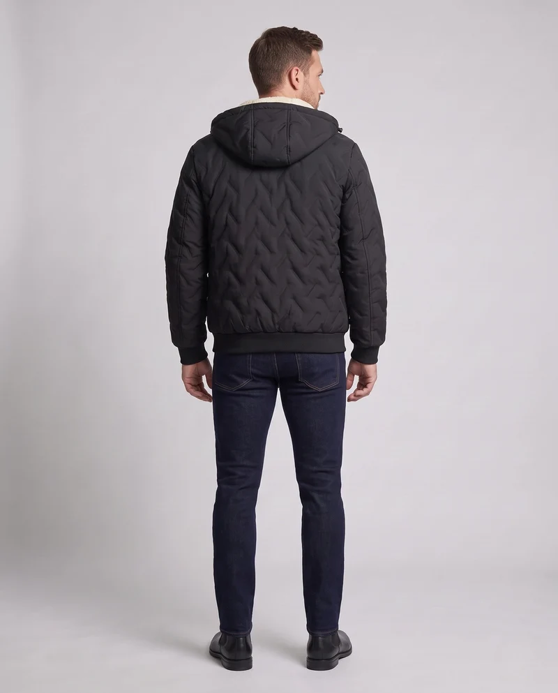 Herren Warme Steppjacke mit Kapuze Nord Taschen