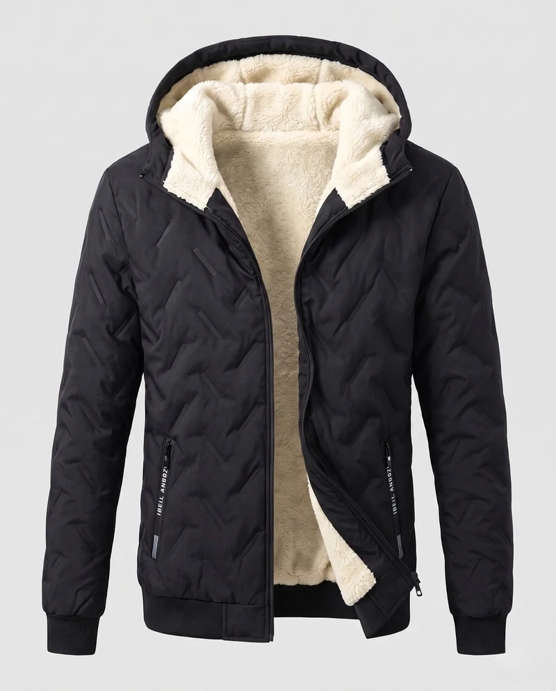 Herren Warme Steppjacke mit Kapuze Nord Taschen