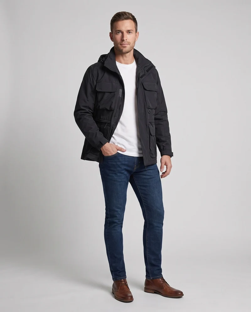 Herren Warme Winterjacke mit Fleece-Innenfutter Nord Taschen