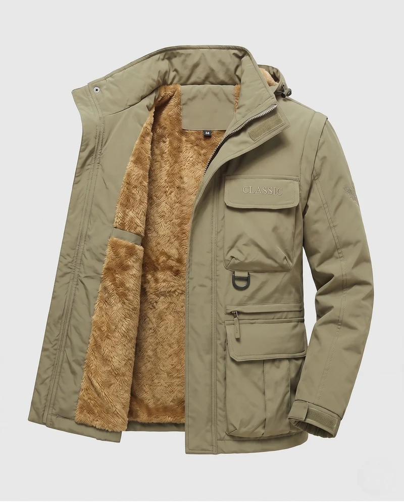 Herren Warme Winterjacke mit Fleece-Innenfutter Nord Taschen