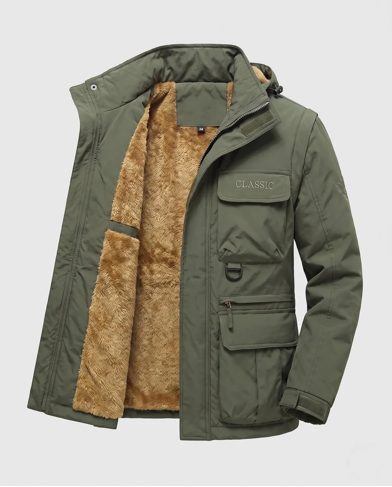 Herren Warme Winterjacke mit Fleece-Innenfutter Nord Taschen