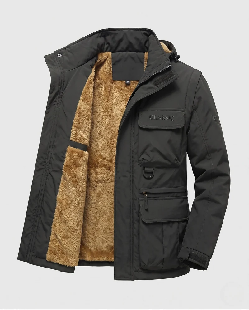 Herren Warme Winterjacke mit Fleece-Innenfutter Nord Taschen