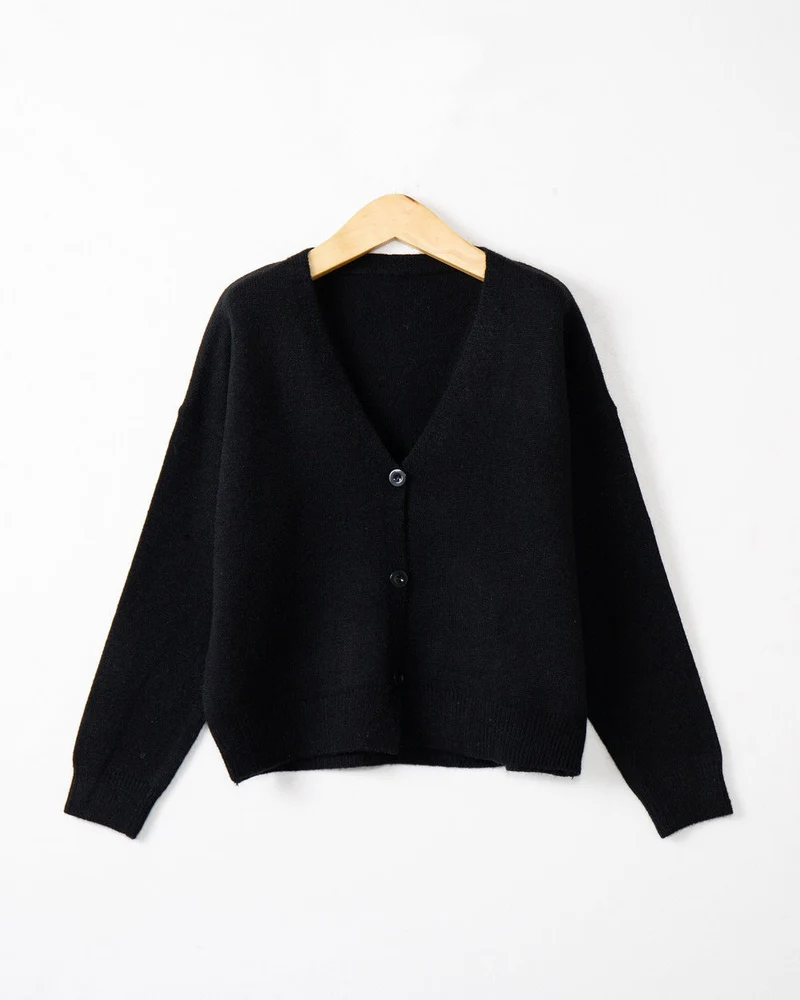 Damen Strickjacke mit V-Ausschnitt und Knopfdetails