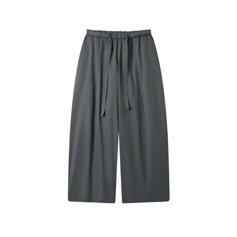 Damen Culotte-Hose mit hoher Taille weitem Bein und Bindegürtel Nord Taschen