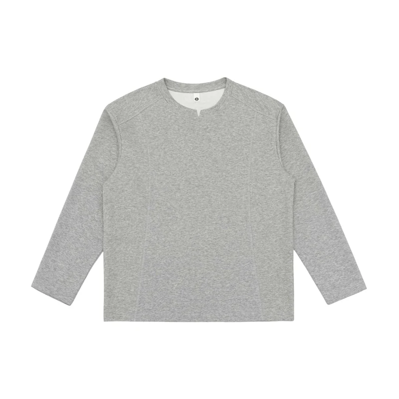 Damen Feines Baumwoll-Langarmshirt mit geradem Saum und Ziernaht-Detail Nord Taschen